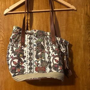 Sakroots Floral Patterned Tote with Brown Accents
